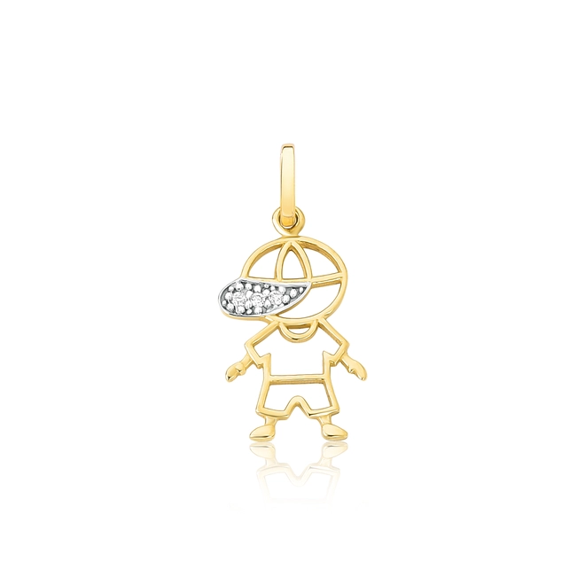 Pingente Essentials filhos ouro 18k menino de boné com 1,5pts de Diamantes 1