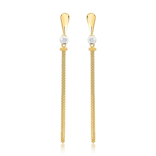 Brinco pingente fios de veneziana ouro 18k com Diamante rodinado
