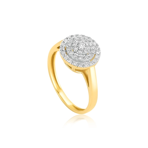 Anel Escada redondo ouro 18k com 37pts de Diamantes rodinados