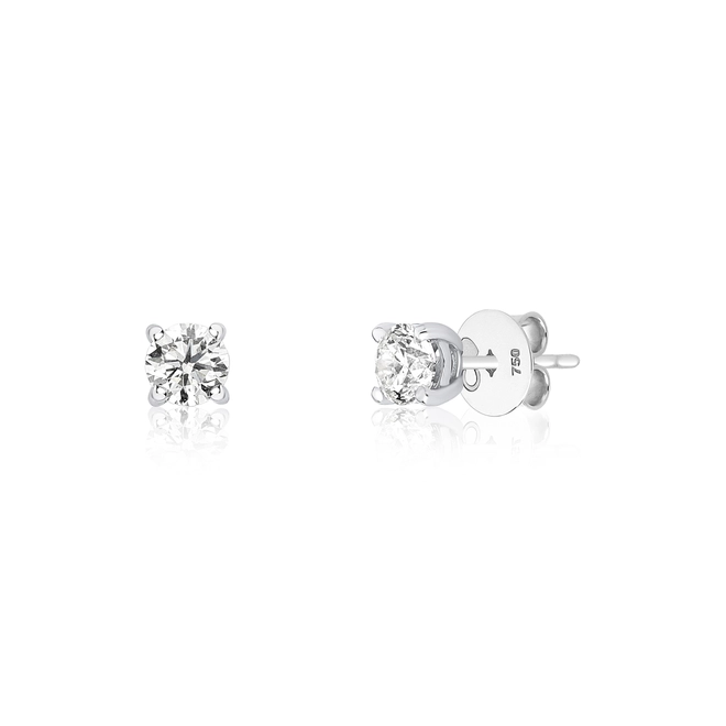 Brinco Solitários Rosa ouro branco 18k com 80pts de Diamantes 1