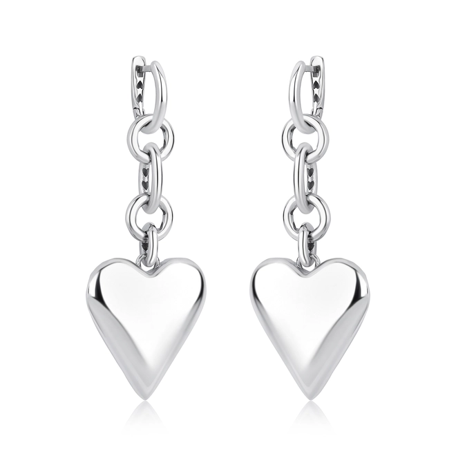 Brinco For Love argola com pingente de elos prata 925 e coração polido 1