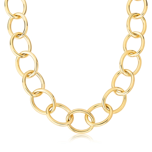 Corrente For me elo oval grande prata 925 dourada polida