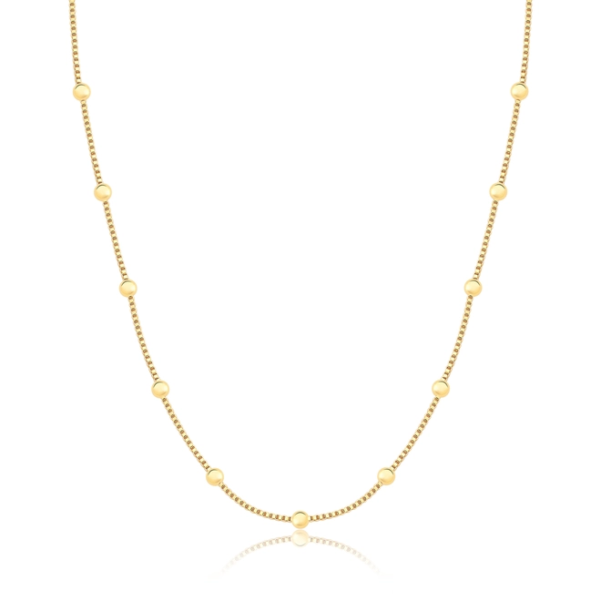 Corrente For me veneziana em prata 925 dourada intercalada com bolinhas polidas 45CM 1