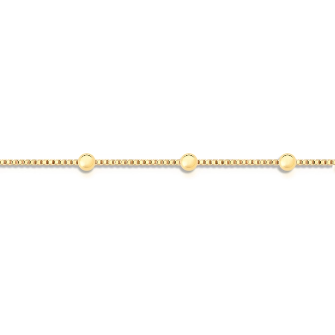 Corrente For me veneziana em prata 925 dourada intercalada com bolinhas polidas 45CM 2