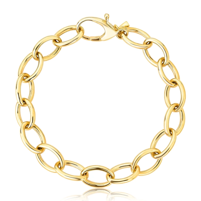 Pulseira For me elos ovais grandes polidos em prata 925 dourada 1