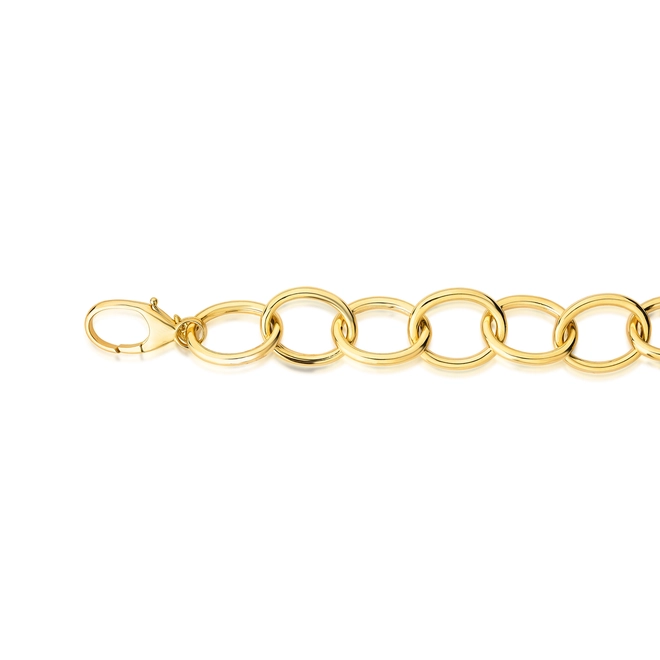 Pulseira For me elo oval grande prata 925 dourada polida 4