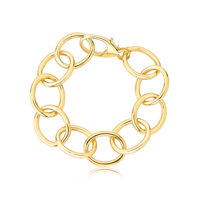Pulseira For me elo oval grande prata 925 dourada polida 1