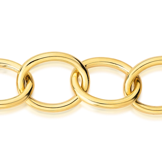 Pulseira For me elo oval grande prata 925 dourada polida 2