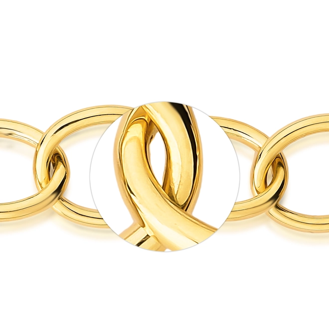 Pulseira For me elo oval grande prata 925 dourada polida 3