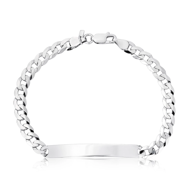 Pulseira For me elo Groumet prata 925 rodinada com placa para gravação 1