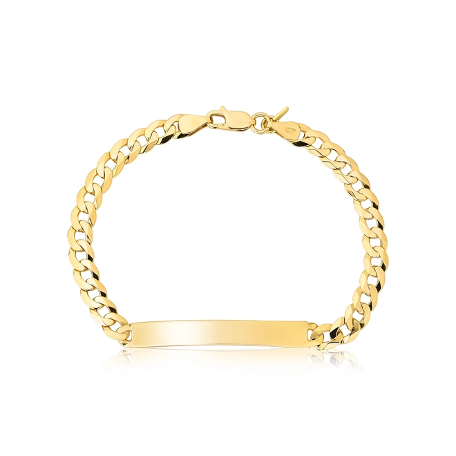 Pulseira For me elo Groumet prata 925 dourada com placa para gravação 20CM 1
