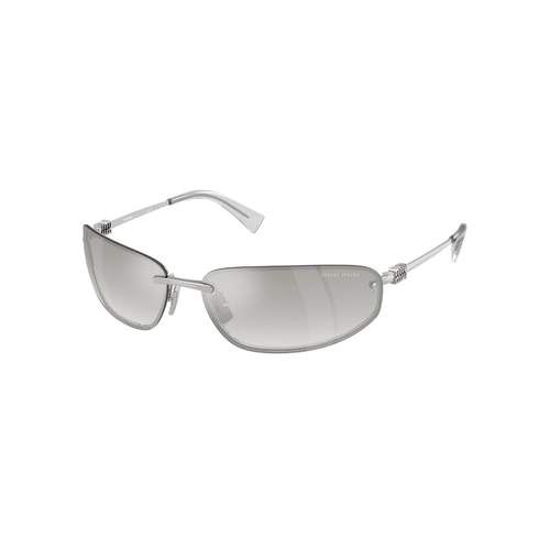 Óculos de Sol Miu Miu 0MU A50S 1BC8H168 Metal Prata com lentes na cor Cinza Degradê