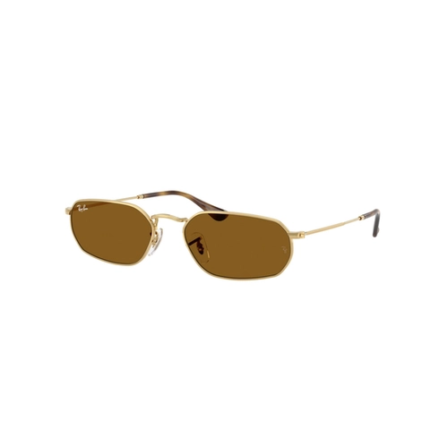 Óculos de Sol Ray-Ban 0RB3947 001/3357 Metal Dourado com lentes na cor Marrom