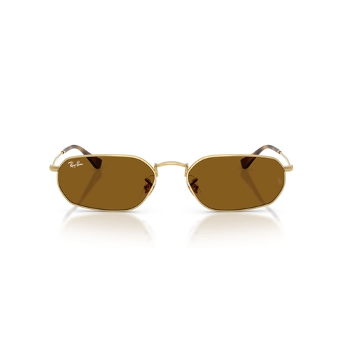 Óculos de Sol Ray-Ban 0RB3947 001/3357 Metal Dourado com lentes na cor Marrom