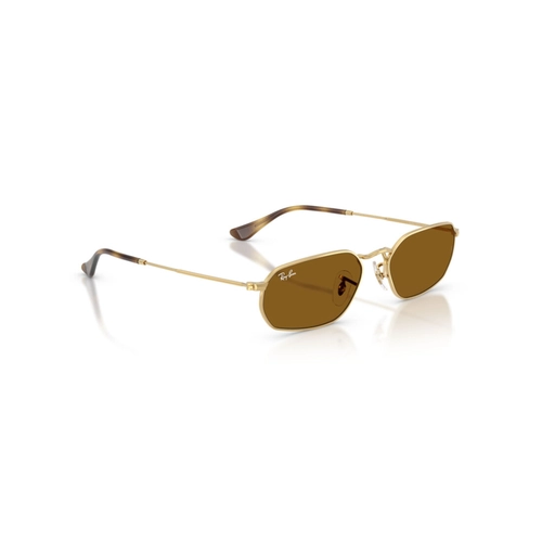 Óculos de Sol Ray-Ban 0RB3947 001/3357 Metal Dourado com lentes na cor Marrom