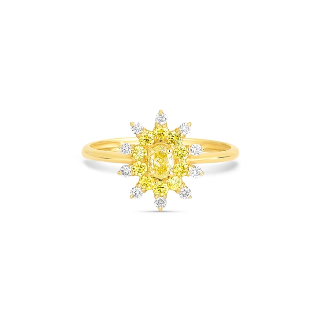 Anel Selection sol ouro 18k com Diamantes Fancy Yellow e incolores 2
