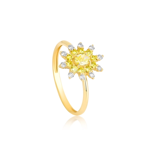 Anel Selection sol ouro 18k com Diamantes Fancy Yellow e incolores