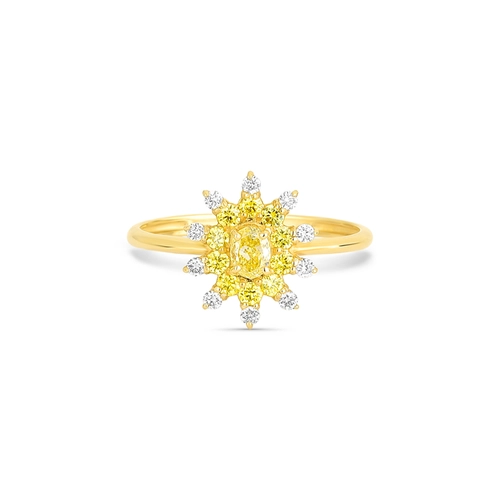 Anel Selection sol ouro 18k com Diamantes Fancy Yellow e incolores
