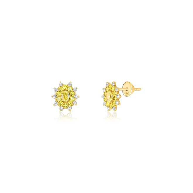 Brinco Selection Stud em ouro 18k Girassol com Diamantes Fancy Yellow 1