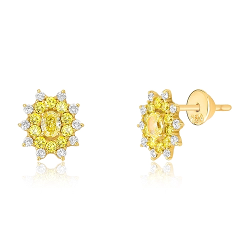 Brinco Selection Stud sol ouro 18k  Diamantes Fancy Yellow e incolores