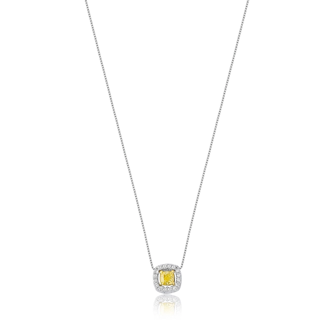 Gargantilha Selection pingente Diamante Fancy Yellow ouro branco 18k com Diamantes incolores 1