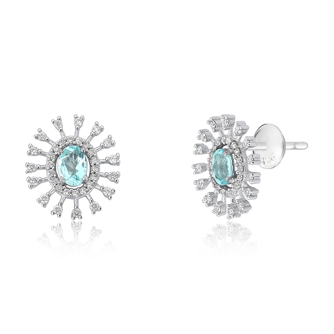 Brinco Selection Stud oval de Turmalina Paraíba ouro branco 18k com Diamantes 1