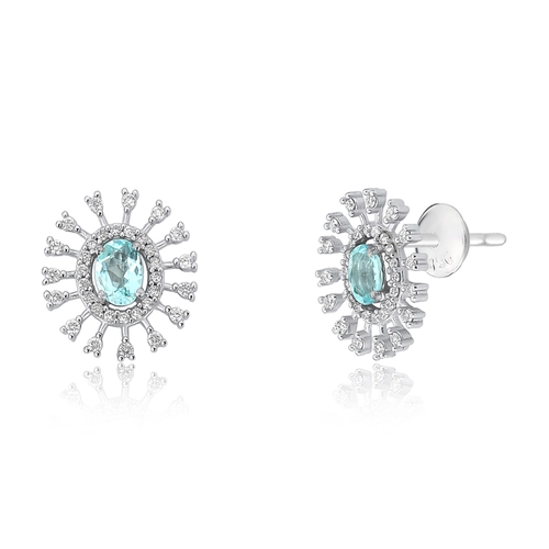 Brinco Selection Stud oval de Turmalina Paraíba ouro branco 18k com Diamantes