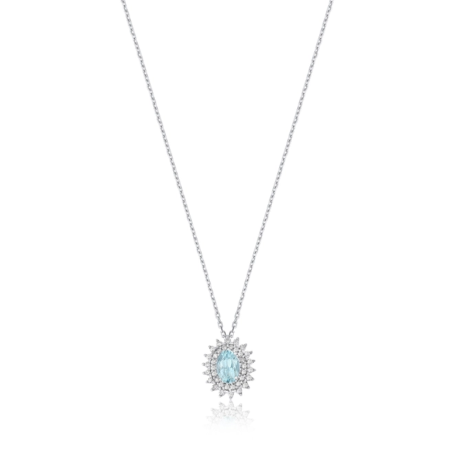 Gargantilha Selection pingente de Turmalina Paraíba ouro branco 18k contorno de Diamantes 1