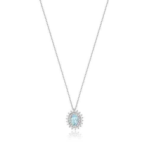 Gargantilha Selection pingente de Turmalina Paraíba ouro branco 18k contorno de Diamantes