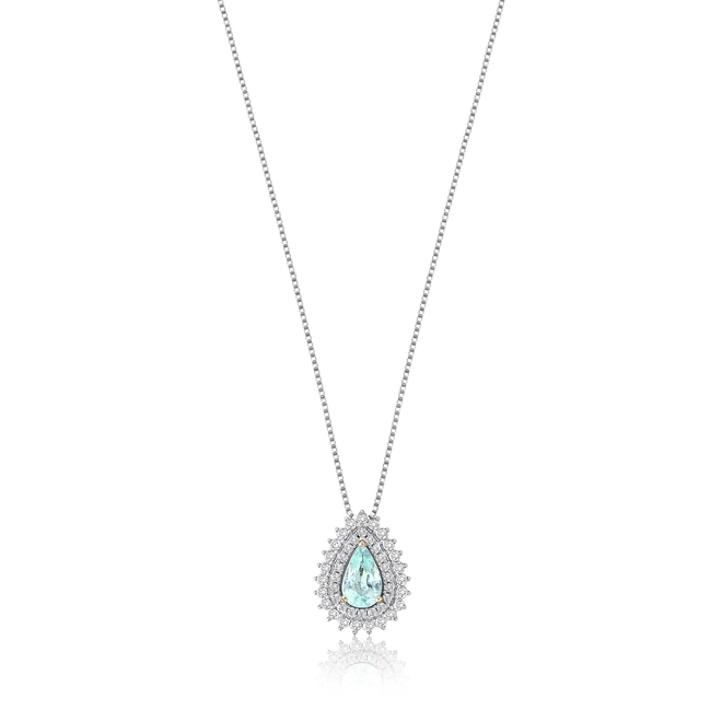 Gargantilha Selection pingente gota Turmalina Paraiba ouro branco 18k com Diamantes 1