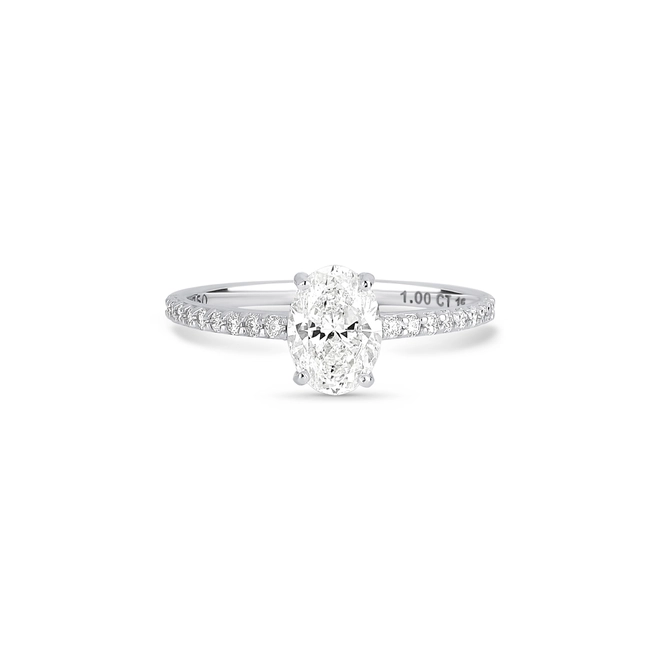 Anel Selection Solitário ouro branco 18k meio aro e gema oval de Diamantes 2