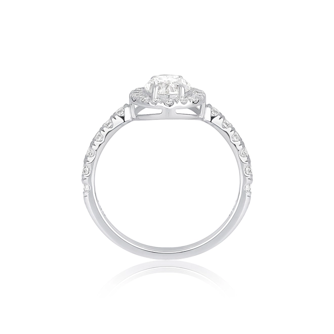 Anel Selection Solitário ouro branco 18k aro integrado com gema oval de Diamantes 3