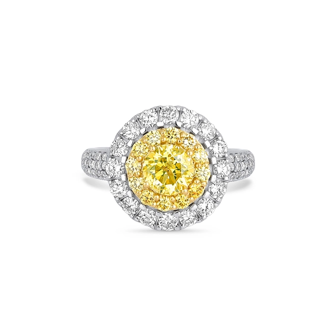 Anel Selection redondo Diamante Fancy ouro branco 18k contorno com Diamantes Fancy e Branco 2