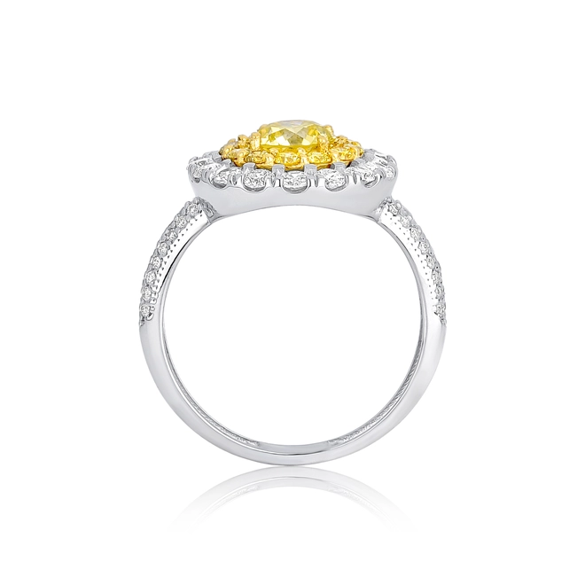 Anel Selection redondo Diamante Fancy ouro branco 18k contorno com Diamantes Fancy e Branco 3