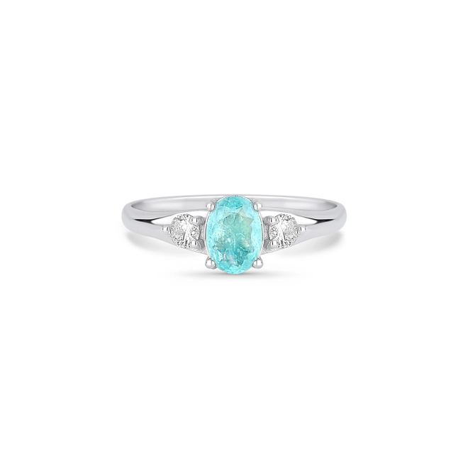 Anel Selection oval de Turmalina Paraíba ouro branco 18k com 20,8pts de Diamantes 2
