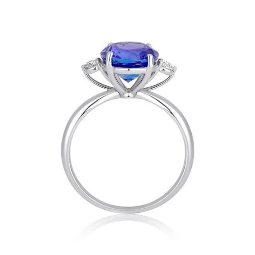 Anel Selection gema oval de Tanzanita ouro branco 18k com dois Diamantes