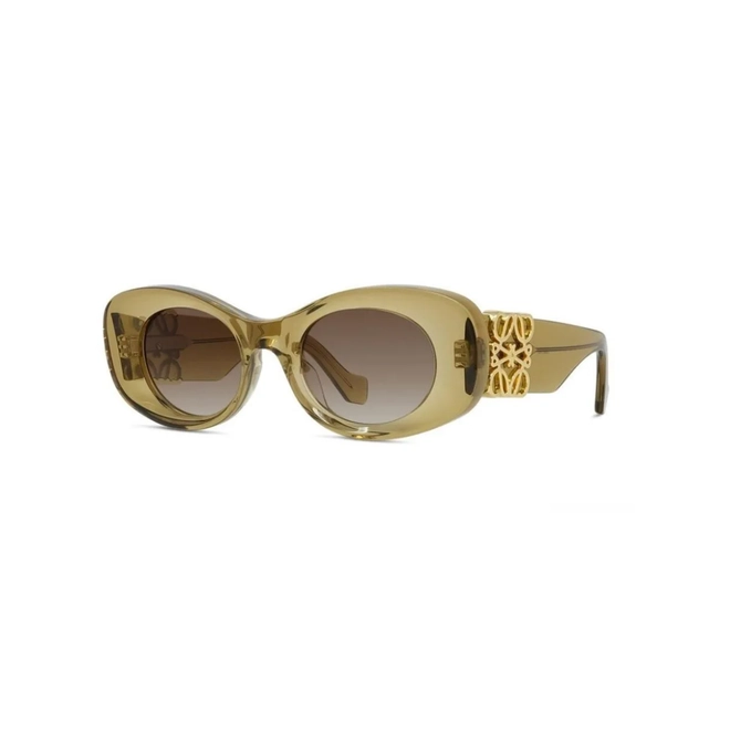 Óculos de Sol Loewe LW40175U_4996F Acetato Marrom Oliva Transparente com lentes na cor Marrom Degradê 1