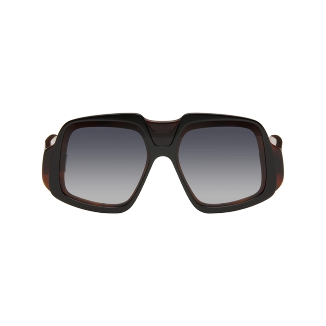 Óculos de Sol Loewe LW40194I_0052B Acetato Preto e Marrom Mesclado com lentes na cor Cinza Degradê 2