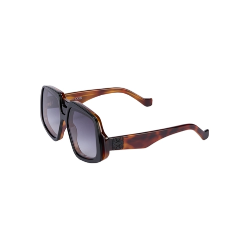 Óculos de Sol Loewe LW40194I_0052B Acetato Preto e Marrom Mesclado com lentes na cor Cinza Degradê