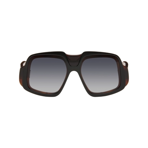 Óculos de Sol Loewe LW40194I_0052B Acetato Preto e Marrom Mesclado com lentes na cor Cinza Degradê