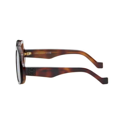 Óculos de Sol Loewe LW40194I_0052B Acetato Preto e Marrom Mesclado com lentes na cor Cinza Degradê