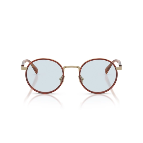 Óculos de Sol Brunello Cucinelli 0BC1014T 5040 48 Titânio Dourado e Marrom Mesclado com lentes na cor Azul