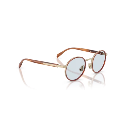 Óculos de Sol Brunello Cucinelli 0BC1014T 5040 48 Titânio Dourado e Marrom Mesclado com lentes na cor Azul