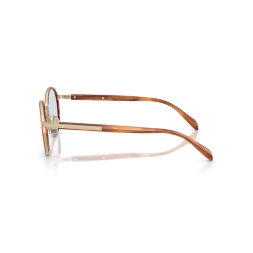 Óculos de Sol Brunello Cucinelli 0BC1014T 5040 48 Titânio Dourado e Marrom Mesclado com lentes na cor Azul