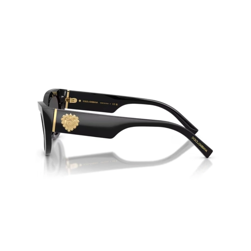 Óculos de Sol Dolce & Gabbana Devotion 0DG4536 501/8755 Acetato Preto com lentes na cor Cinza Escuro