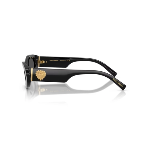 Óculos de Sol Dolce & Gabbana Devotion 0DG4537 501/8753 Acetato Preto com lentes na cor Cinza Escuro