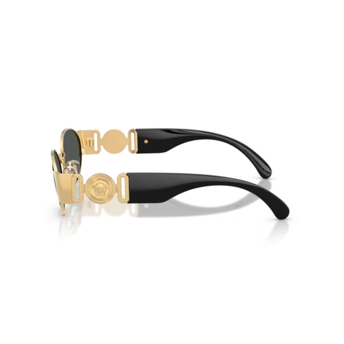 Óculos de Sol Versace 0VE2299 10028756 Metal Dourado e Preto com lentes na cor Cinza