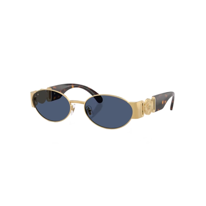 Óculos de Sol Versace 0VE2299 10028056 Metal Dourado e Marrom Mesclado com lentes na cor Azul 1