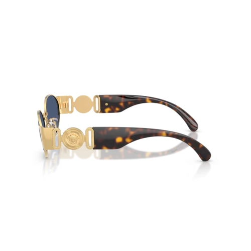 Óculos de Sol Versace 0VE2299 10028056 Metal Dourado e Marrom Mesclado com lentes na cor Azul