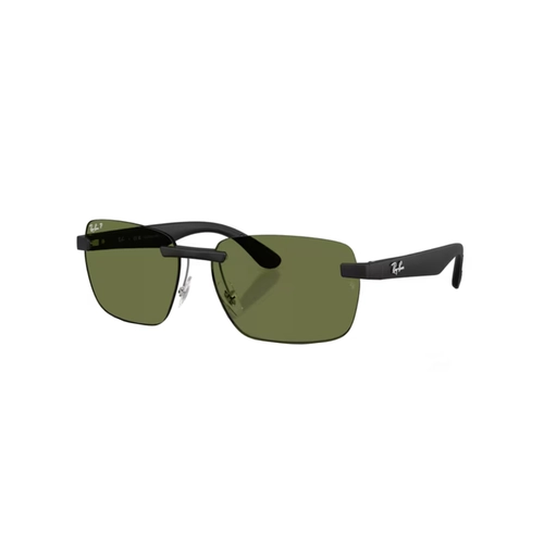 Óculos de Sol Ray-Ban 0RB4470CH 601S/259 Peek Preto Fosco com lentes na cor Verde Polarizado
